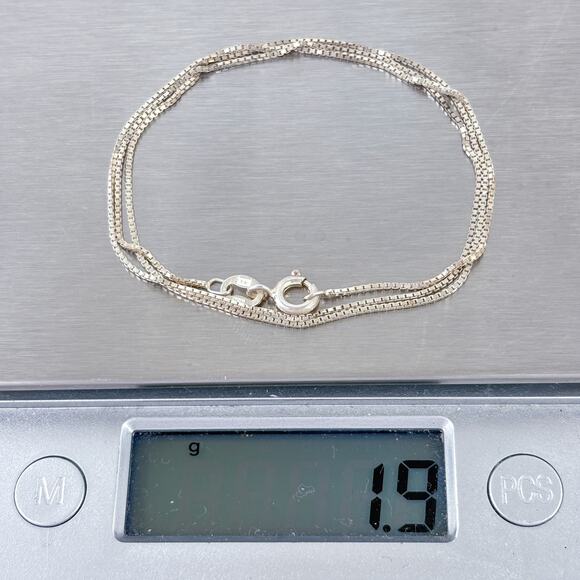 IBB Box Link Chain Necklace | Italian Vintage Sterling Silver 925 | 18" - Picture 3 of 3